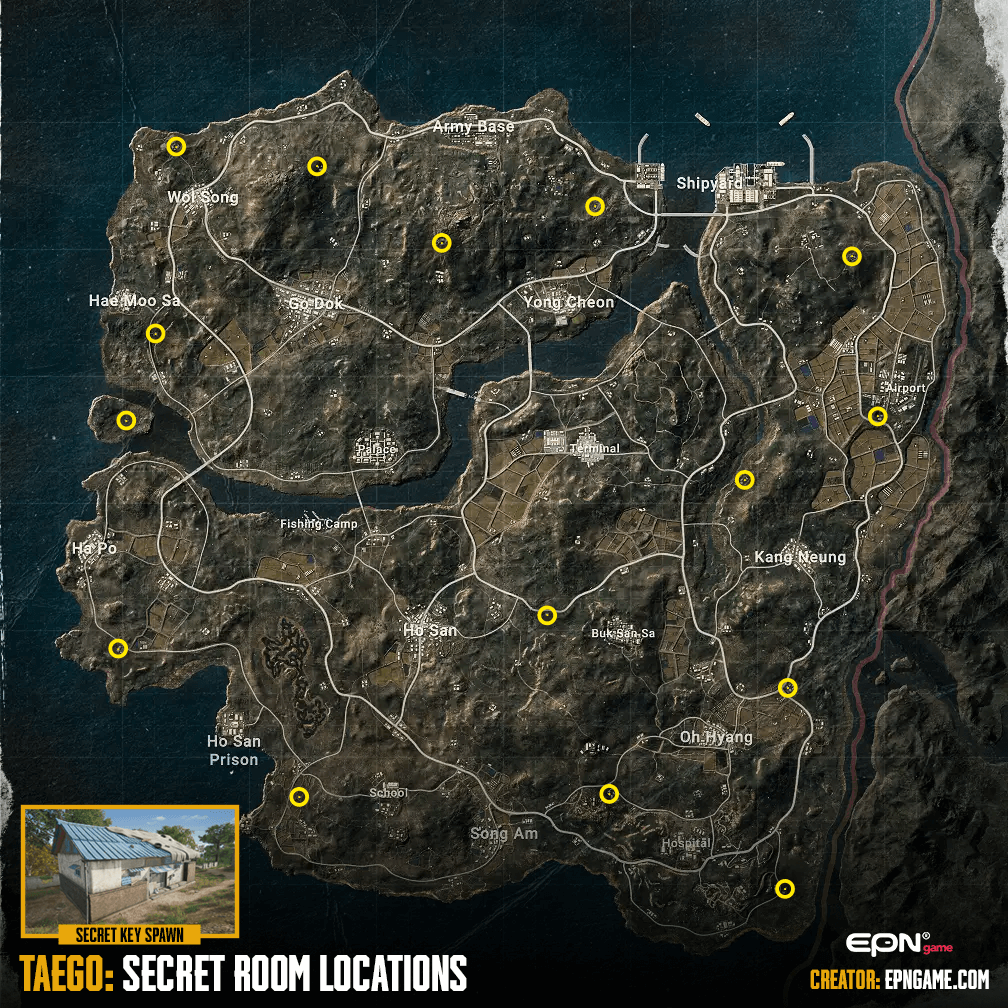 PUBG Taego Gizli Oda Yerleri