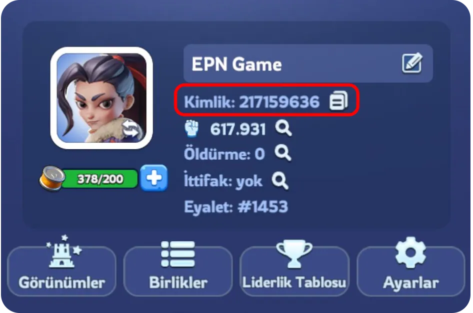Oyuncu Kimliğimi Nasıl Öğrenebilirim?
